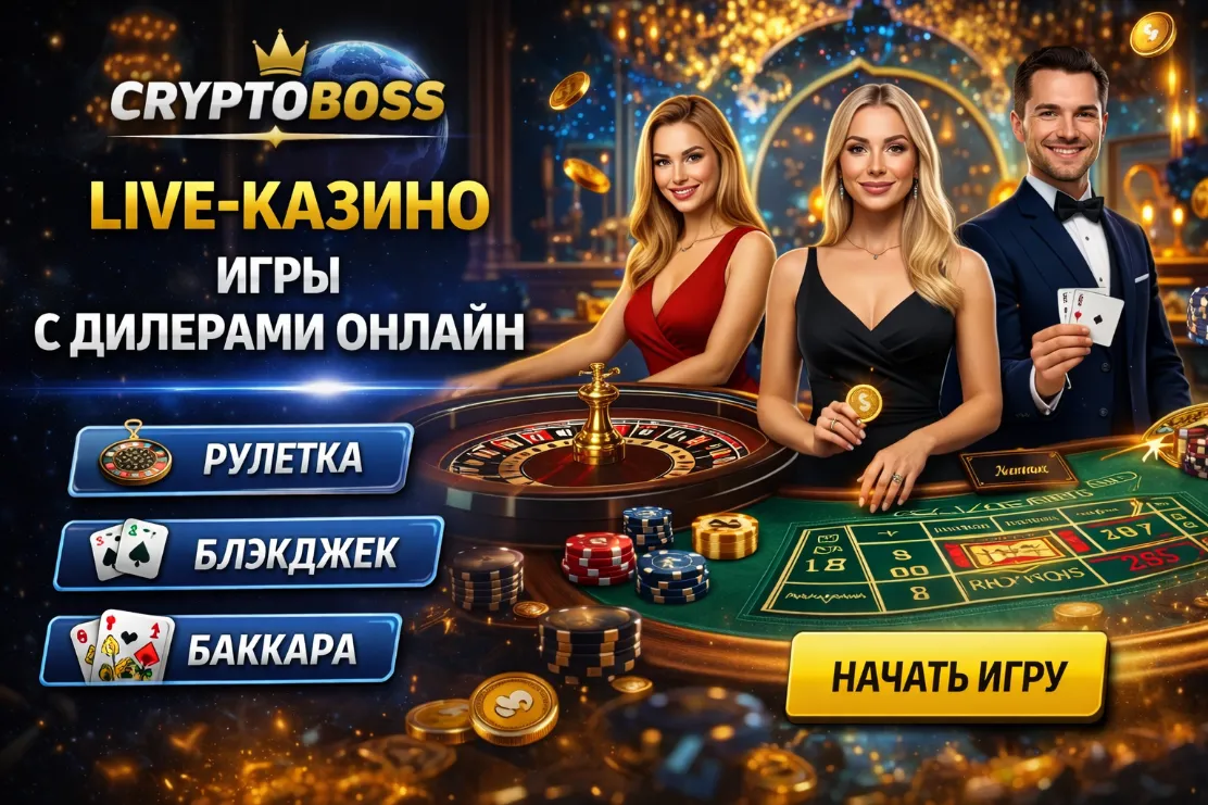live казино Криптобосс с дилерами онлайн и играми в реальном времени
